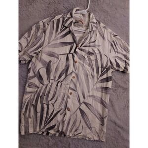 Vintage Paradise Found Shirt Mens Small Camp Hawaiian Floral Cream Rayon Beach S